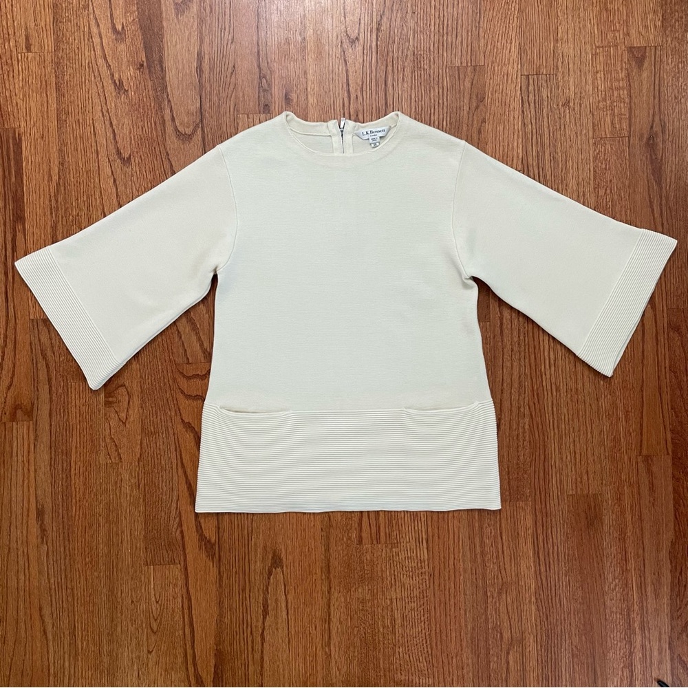 L.K.  Bennett TK SYRIS cream ribbed sweater with pockets size XS